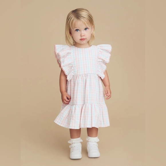 Huxbaby Jewel Check Ruffle Dress Size 2 2T 18-24 months - Picture 1 of 4